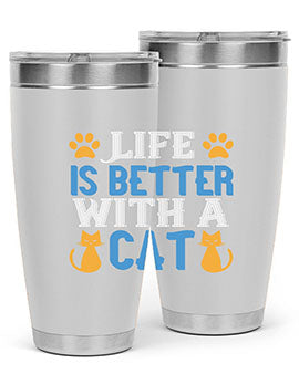 life is better with cat Style 64#- cat- Tumbler
