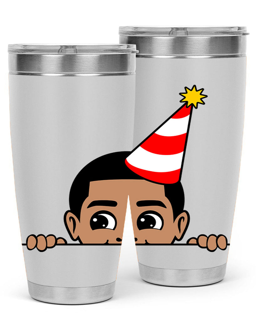 peekaboo afro birthday boy 21#- black men - boys- tumbler