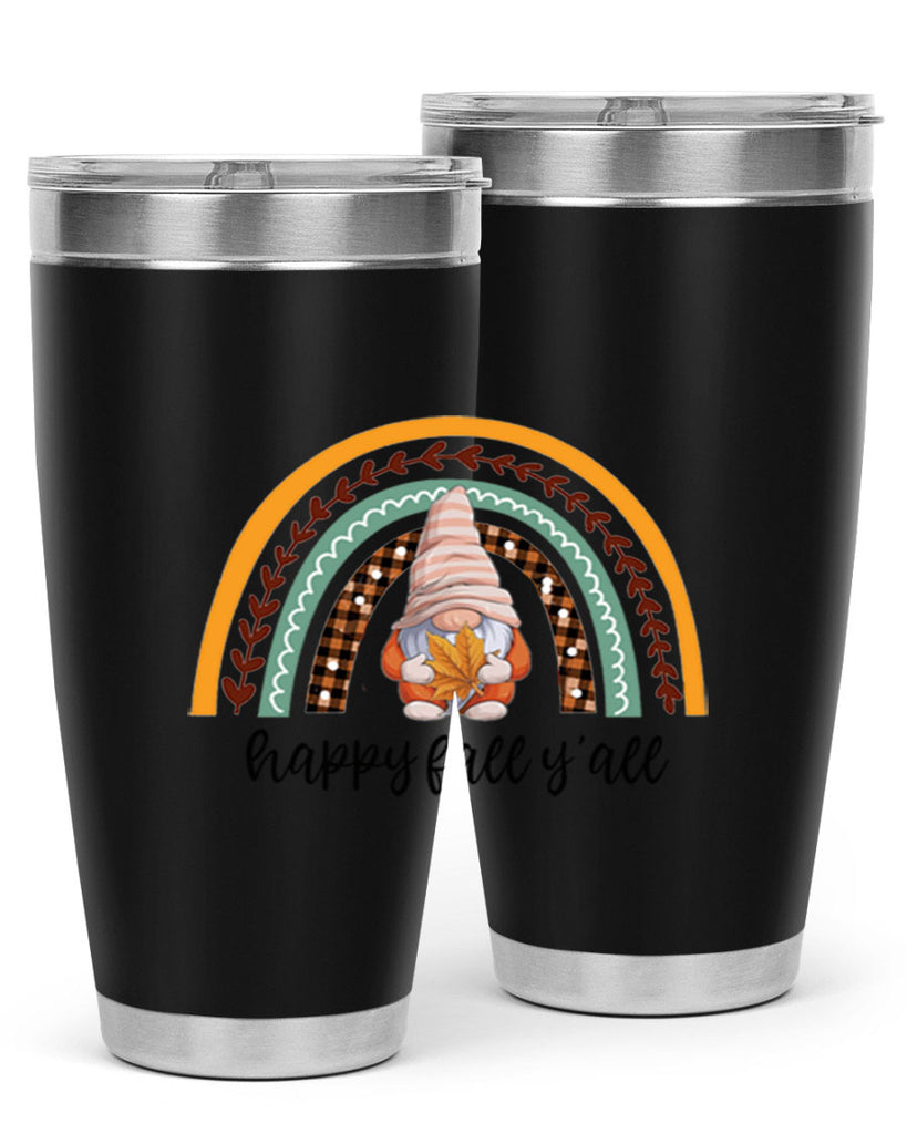HappyFallYallGnomeRainbow 255#- fall- Tumbler