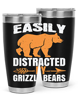easily distracted by grizzly bears 1#- Bears- Tumbler