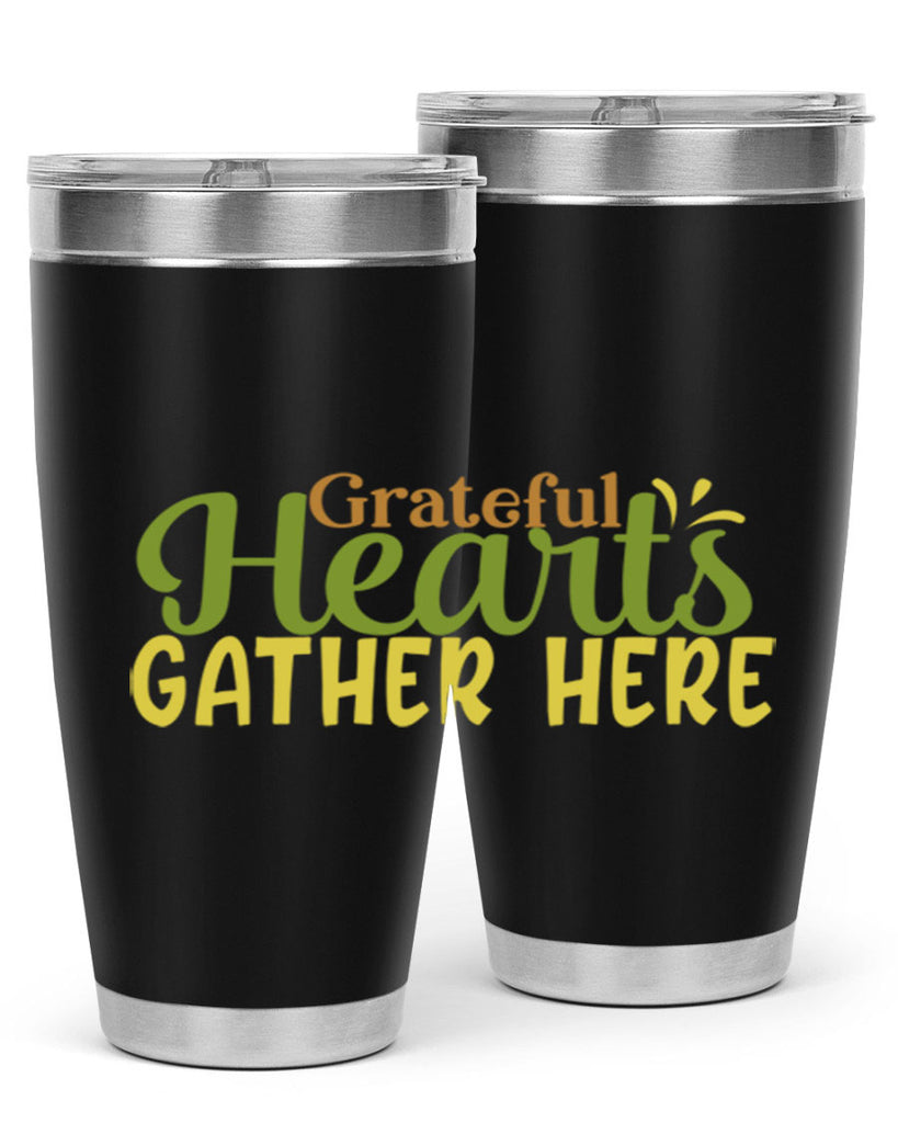 grateful hearts gather here 59#- thanksgiving- Tumbler