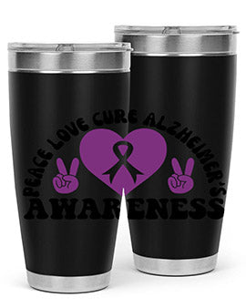 peace love cure alzheimer s awareness 206#- alzheimers- Tumbler