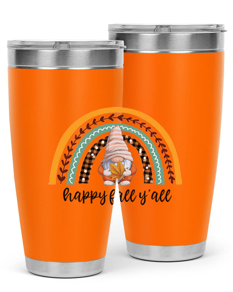 HappyFallYallGnomeRainbow 255#- fall- Tumbler