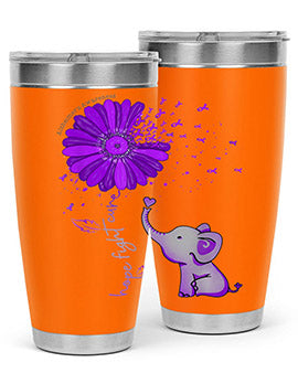 Hope Fight Cure Elephant Alzheimers Purple Ribbon 161#- alzheimers- Tumbler