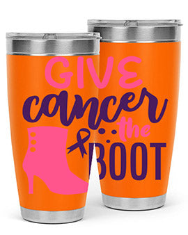 give cancer the boot Style 1#- breast cancer- Tumbler