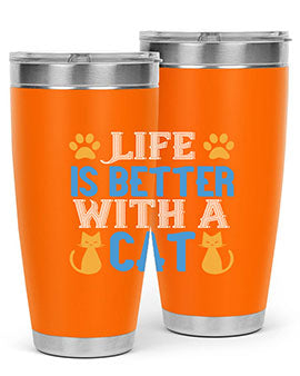 life is better with cat Style 64#- cat- Tumbler
