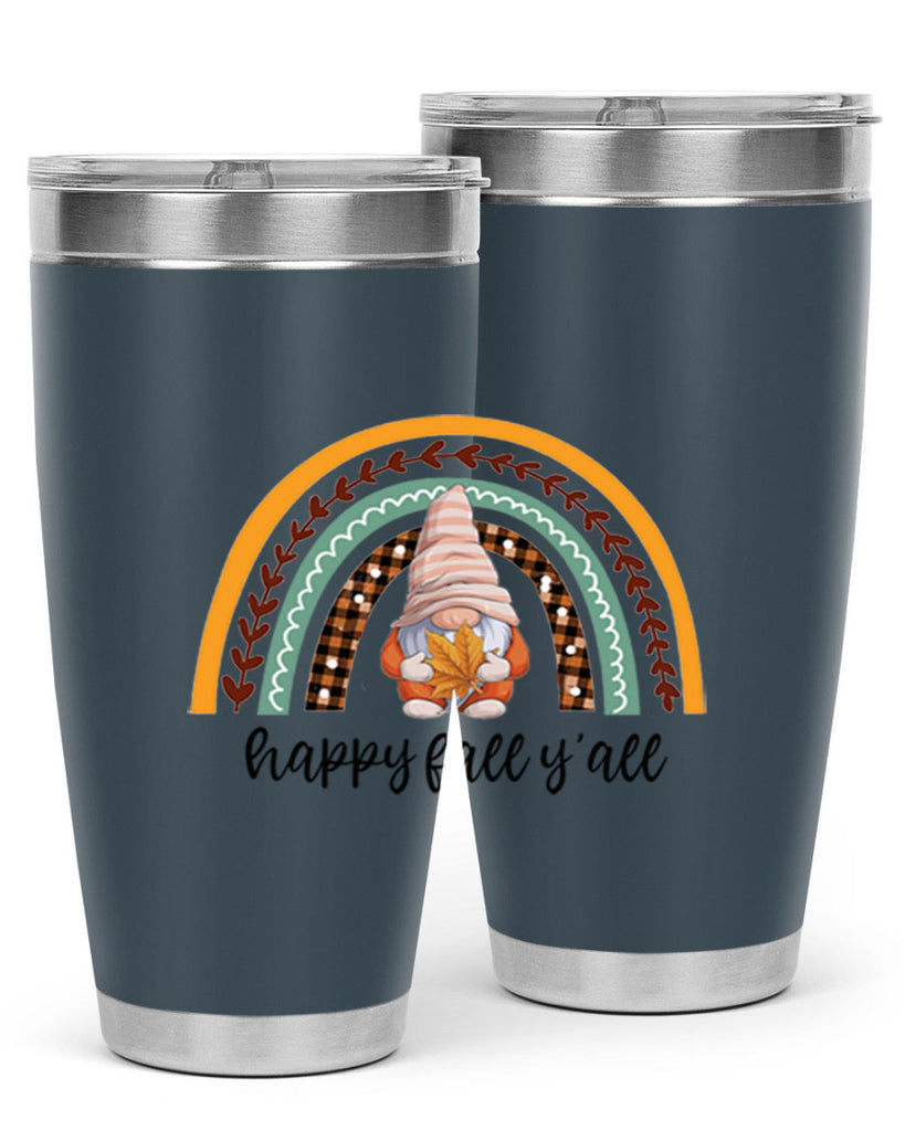 HappyFallYallGnomeRainbow 255#- fall- Tumbler