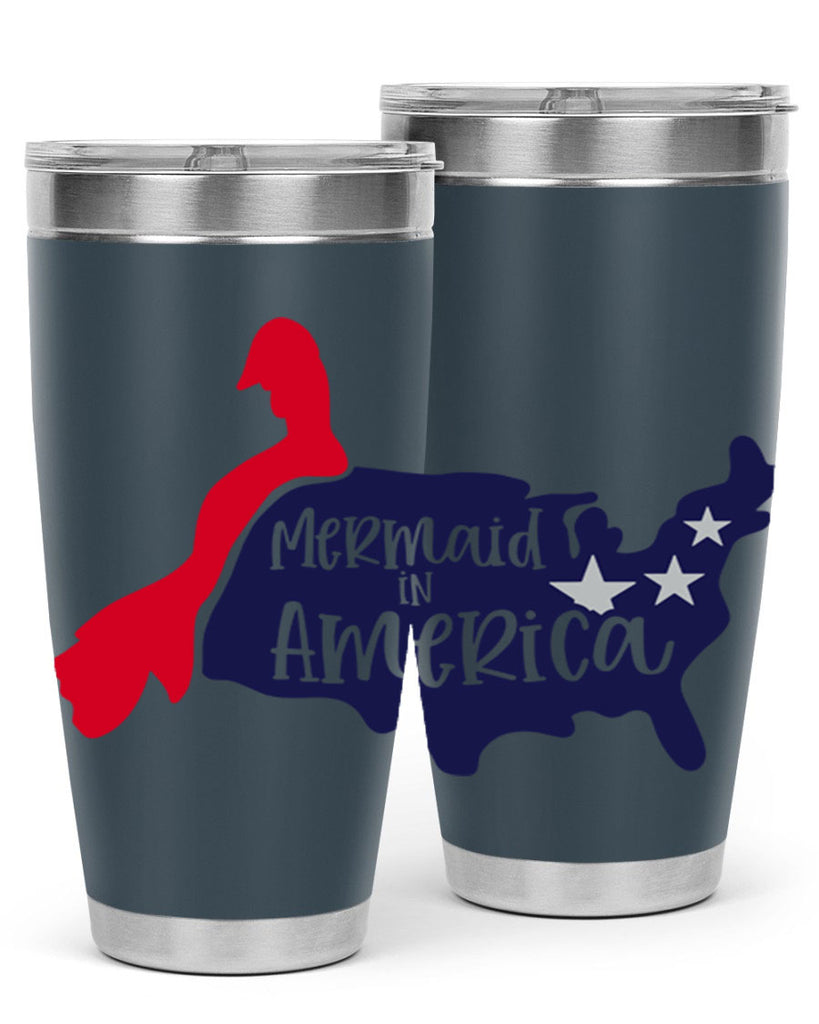 Mermaid In America Style 167#- Fourt Of July- Tumbler