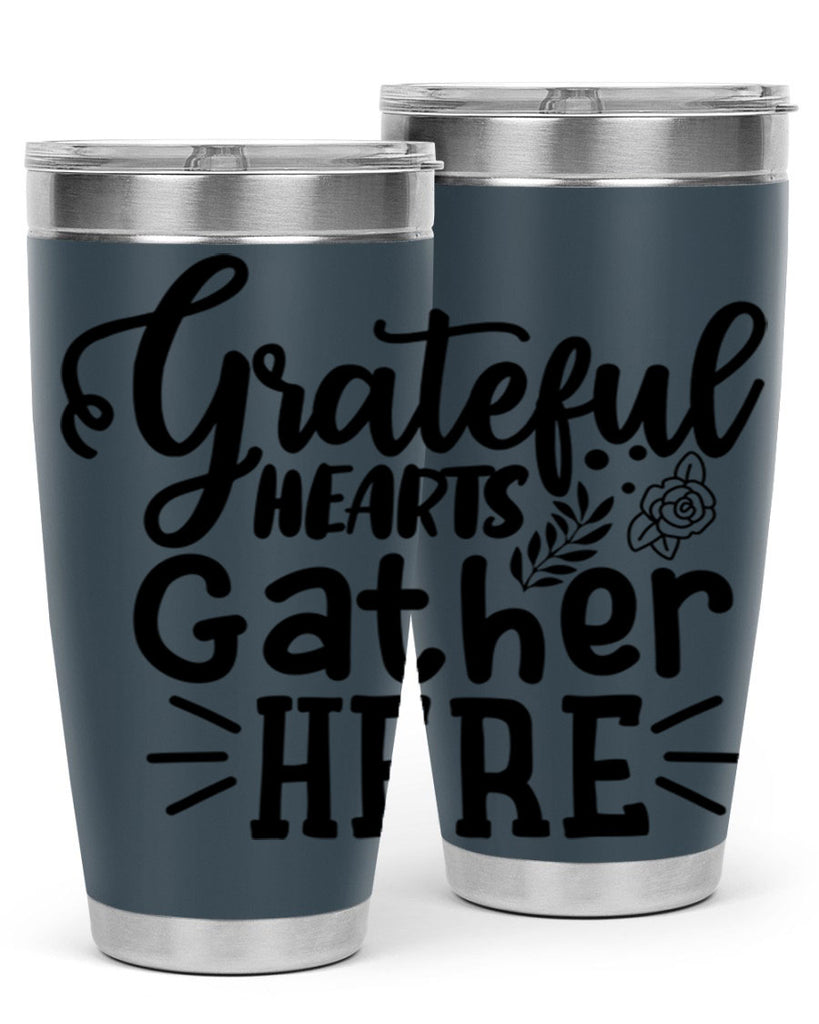 grateful hearts gather here 58#- thanksgiving- Tumbler