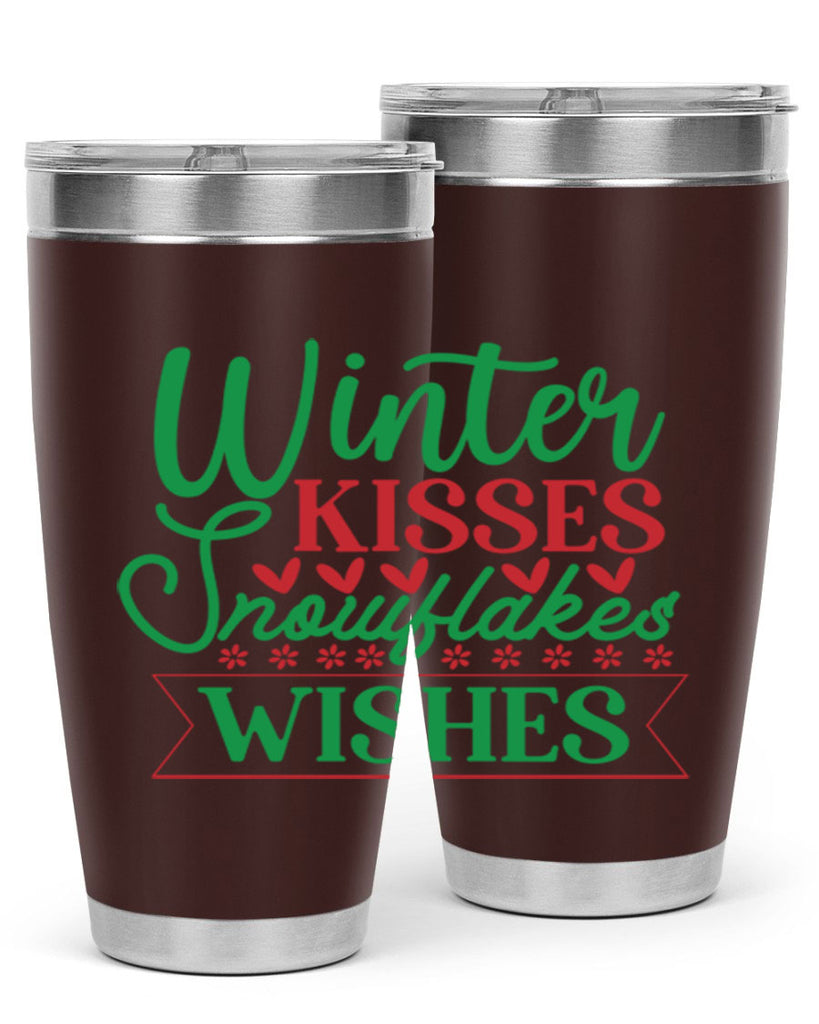 Winter Kisses Snowflakes Wishes 522#- winter- Tumbler