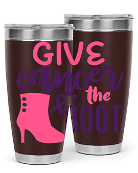 give cancer the boot Style 1#- breast cancer- Tumbler