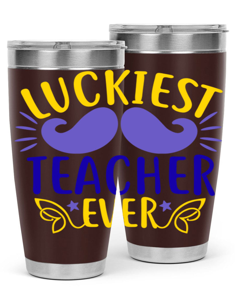 luckiest teacher ever 12#- mardi gras- Tumbler