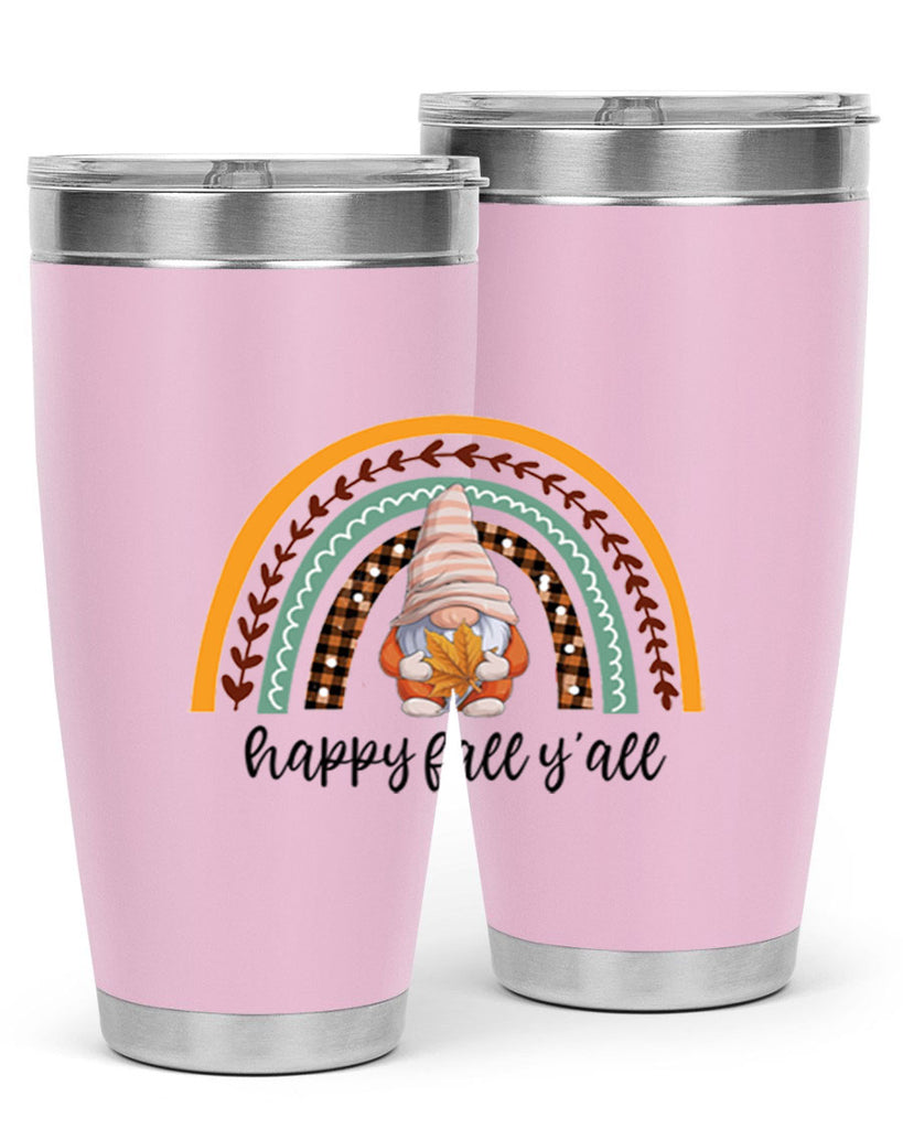 HappyFallYallGnomeRainbow 255#- fall- Tumbler