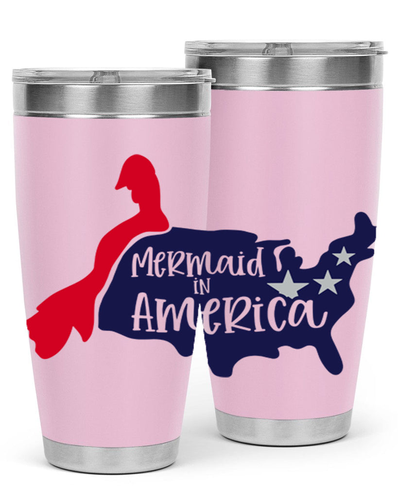 Mermaid In America Style 167#- Fourt Of July- Tumbler