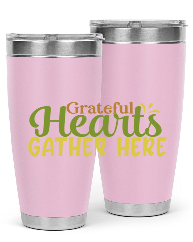 grateful hearts gather here 59#- thanksgiving- Tumbler