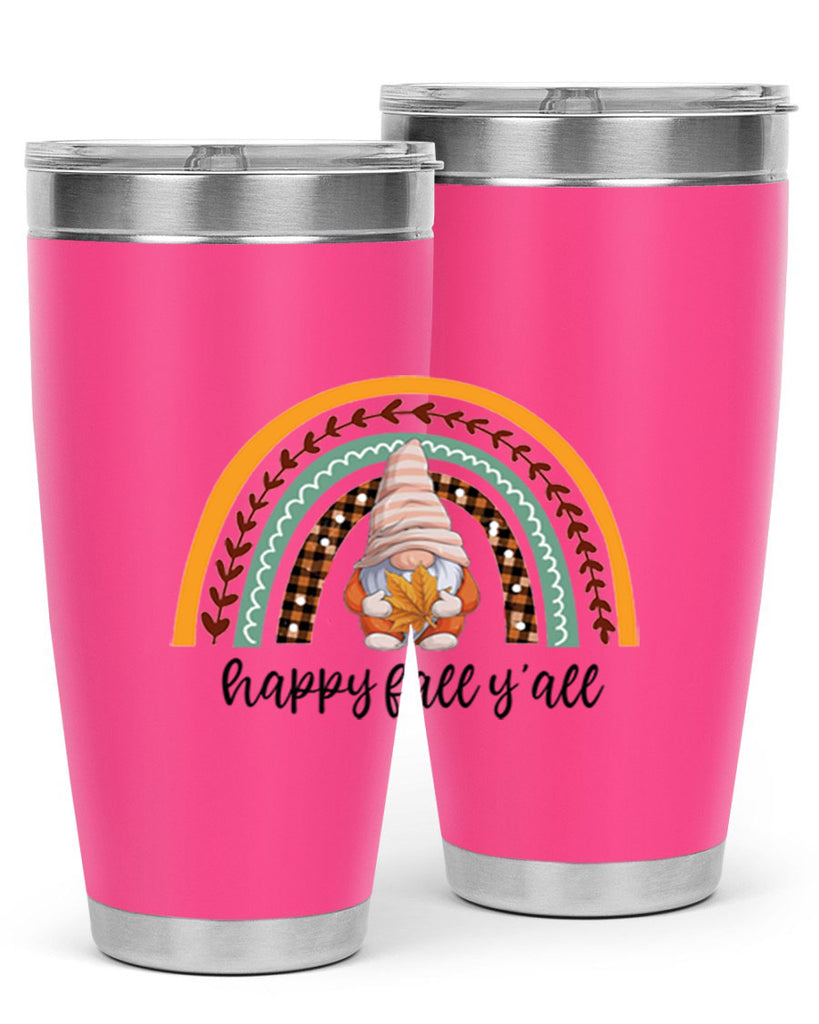 HappyFallYallGnomeRainbow 255#- fall- Tumbler