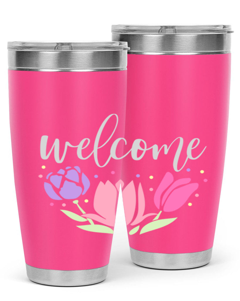 Welcome three flowers587#- spring- Tumbler