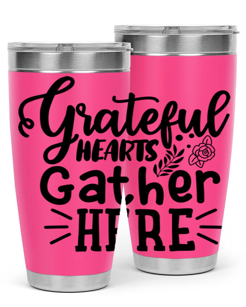 grateful hearts gather here 58#- thanksgiving- Tumbler