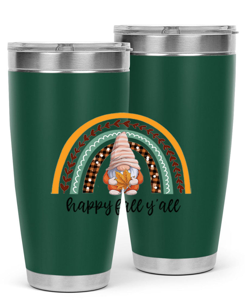 HappyFallYallGnomeRainbow 255#- fall- Tumbler