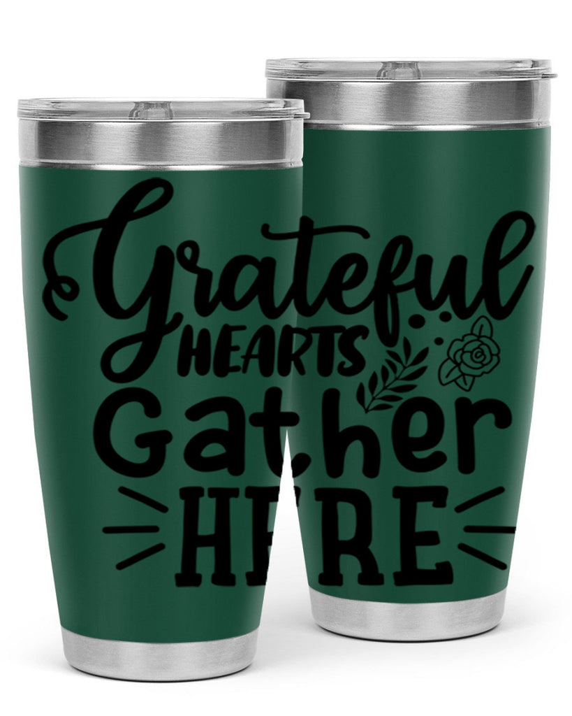 grateful hearts gather here 58#- thanksgiving- Tumbler