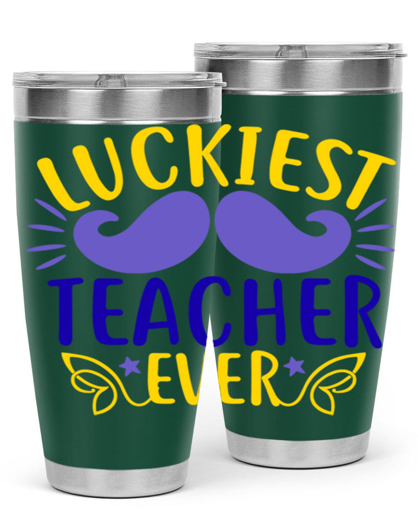 luckiest teacher ever 12#- mardi gras- Tumbler