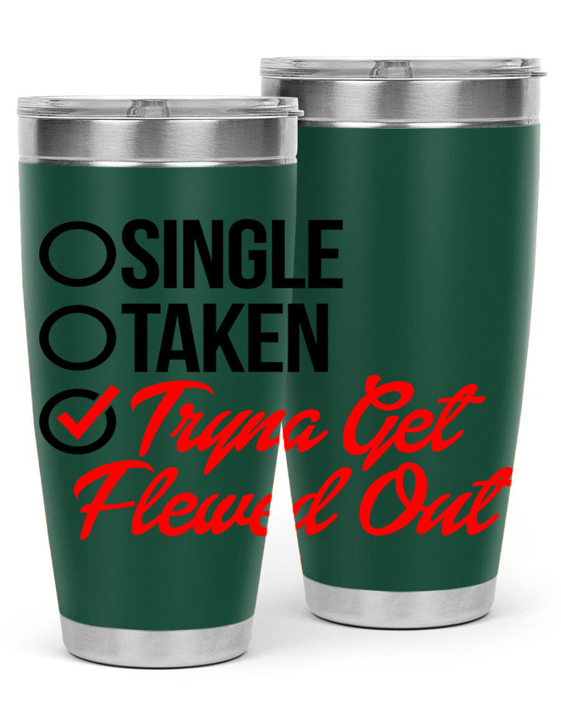 single taken tryna get flewed out 36#- black words phrases- Cotton Tank