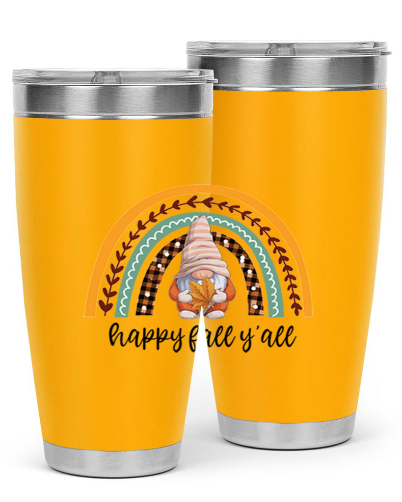 HappyFallYallGnomeRainbow 255#- fall- Tumbler