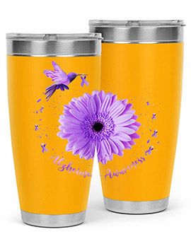 Hummingbird Sunflower Purple Ribbon Alzheimers Awareness 167#- alzheimers- Tumbler