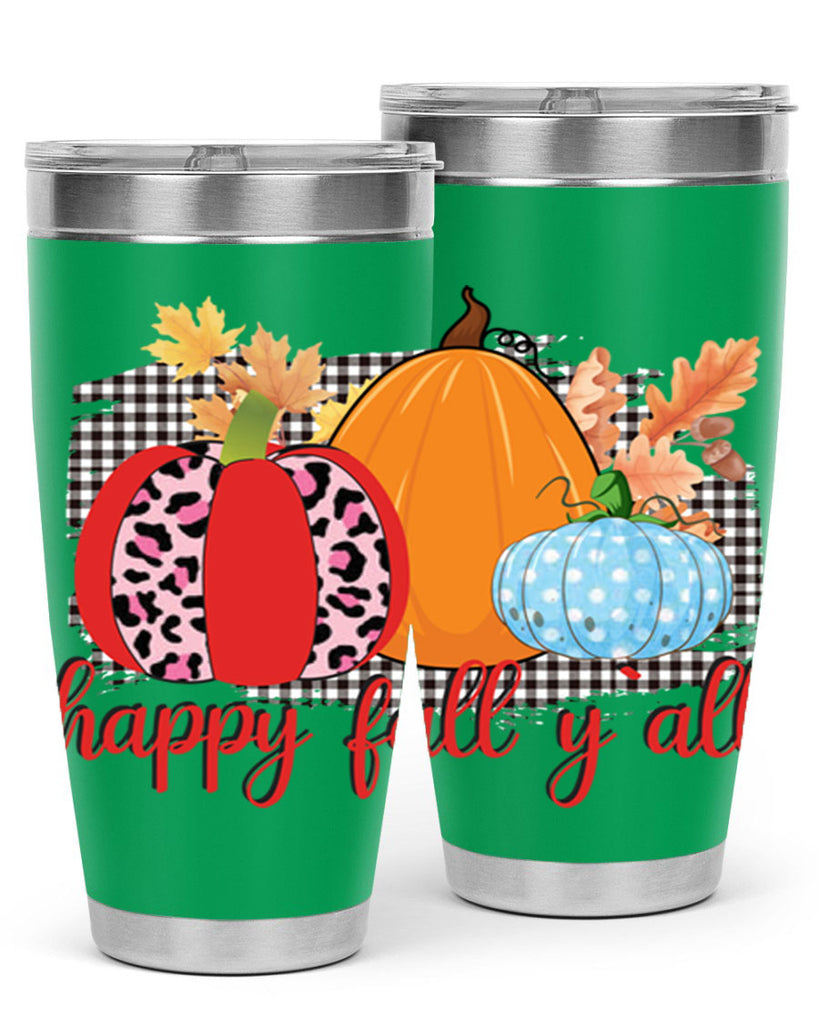 Happy Fall Yall Leopard 229#- fall- Tumbler