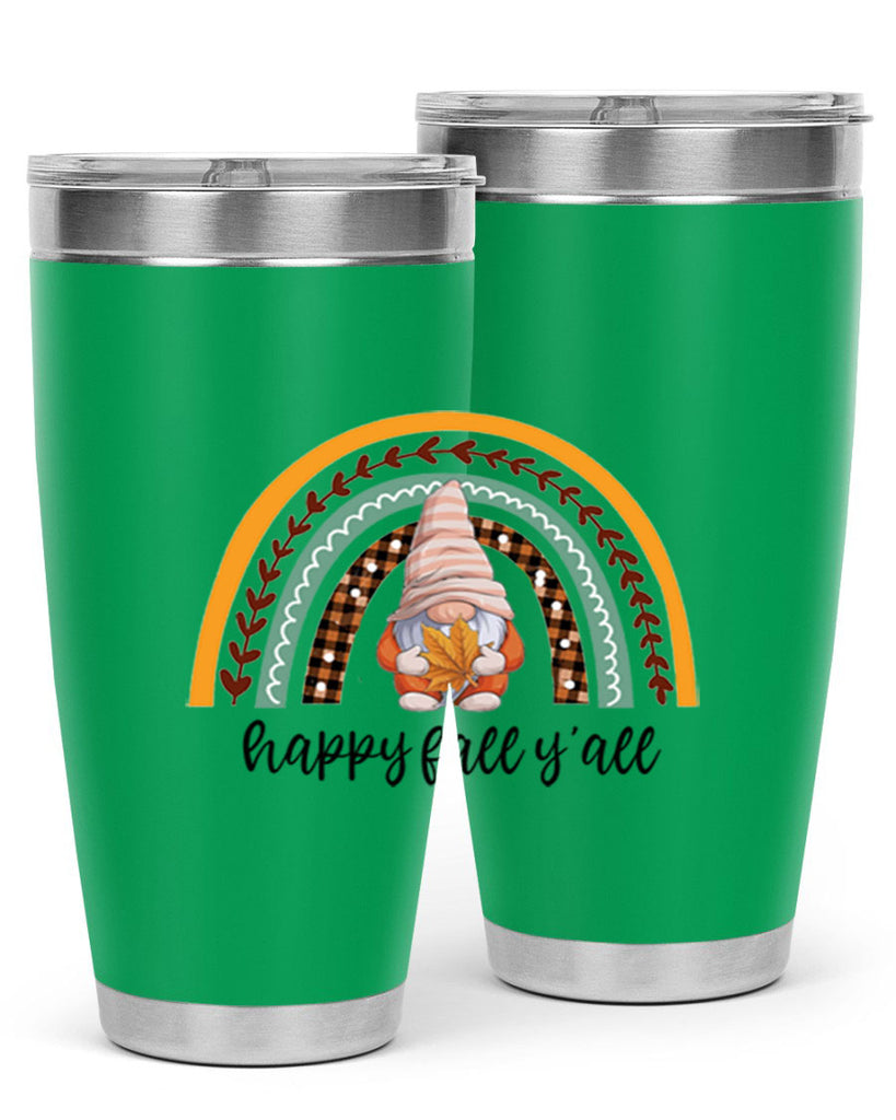HappyFallYallGnomeRainbow 255#- fall- Tumbler