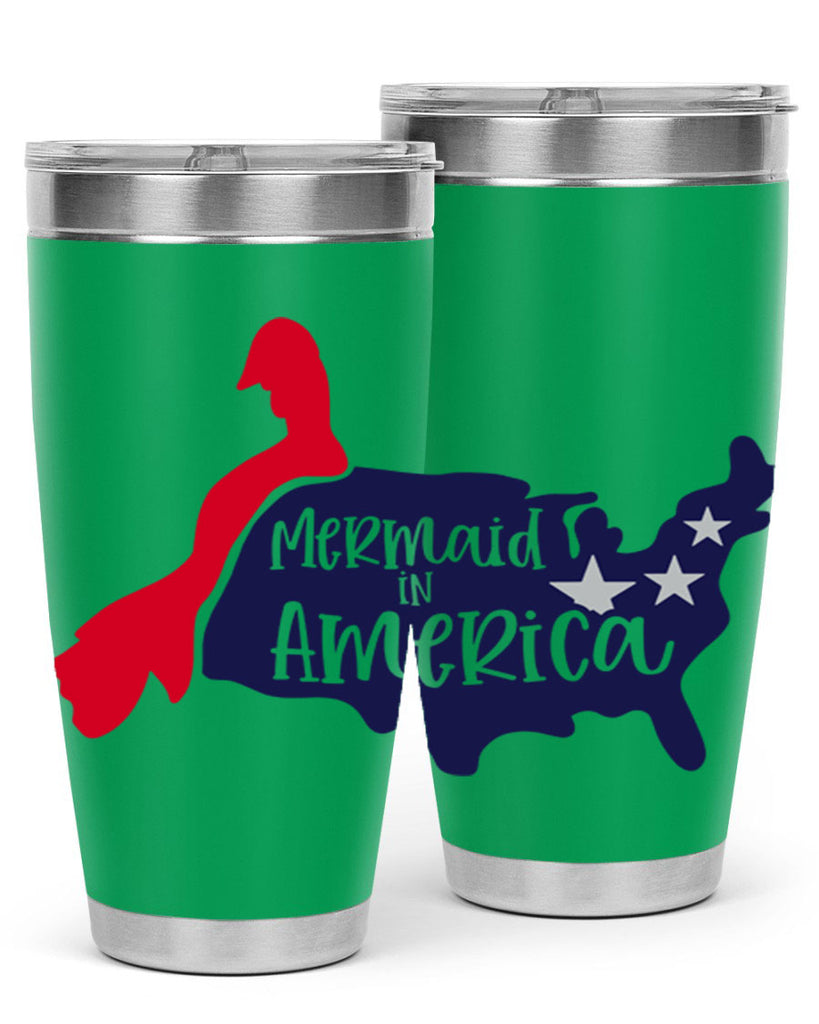 Mermaid In America Style 167#- Fourt Of July- Tumbler