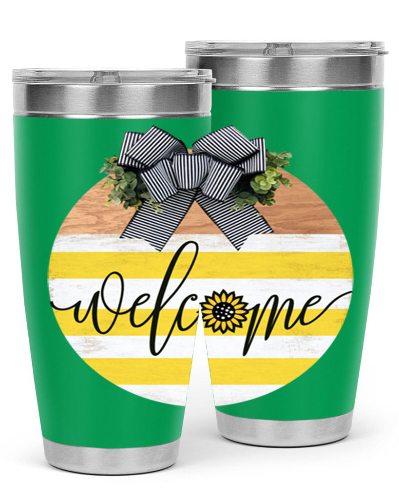 Welcome with sunflower Mockup591#- spring- Tumbler