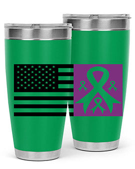 usa flag with alzheimers cancer 219#- alzheimers- Tumbler
