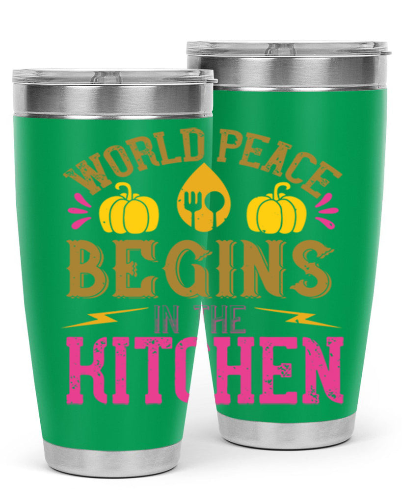 world peace begins in the kitchen 7#- vegan- Tumbler