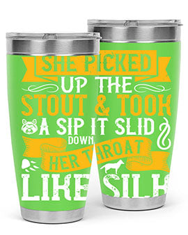 She picked up the stout and took a sip It slid down her throat like silk Style 25#- dog- Tumbler