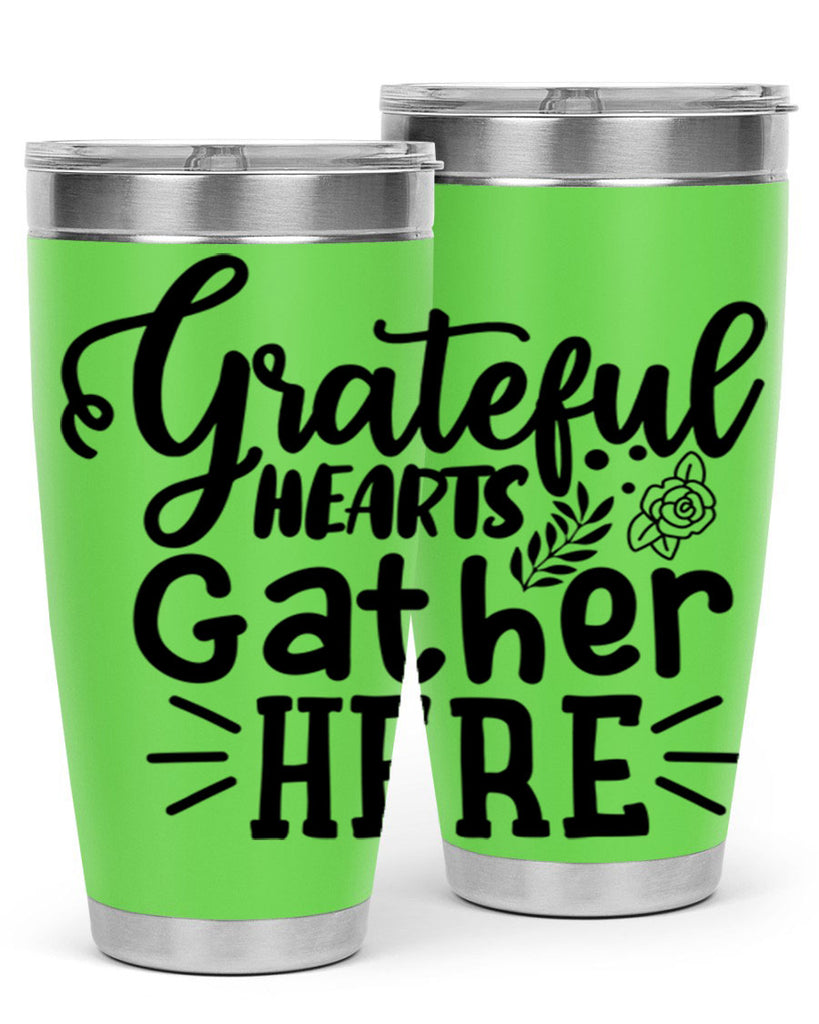 grateful hearts gather here 58#- thanksgiving- Tumbler