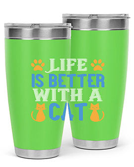 life is better with cat Style 64#- cat- Tumbler