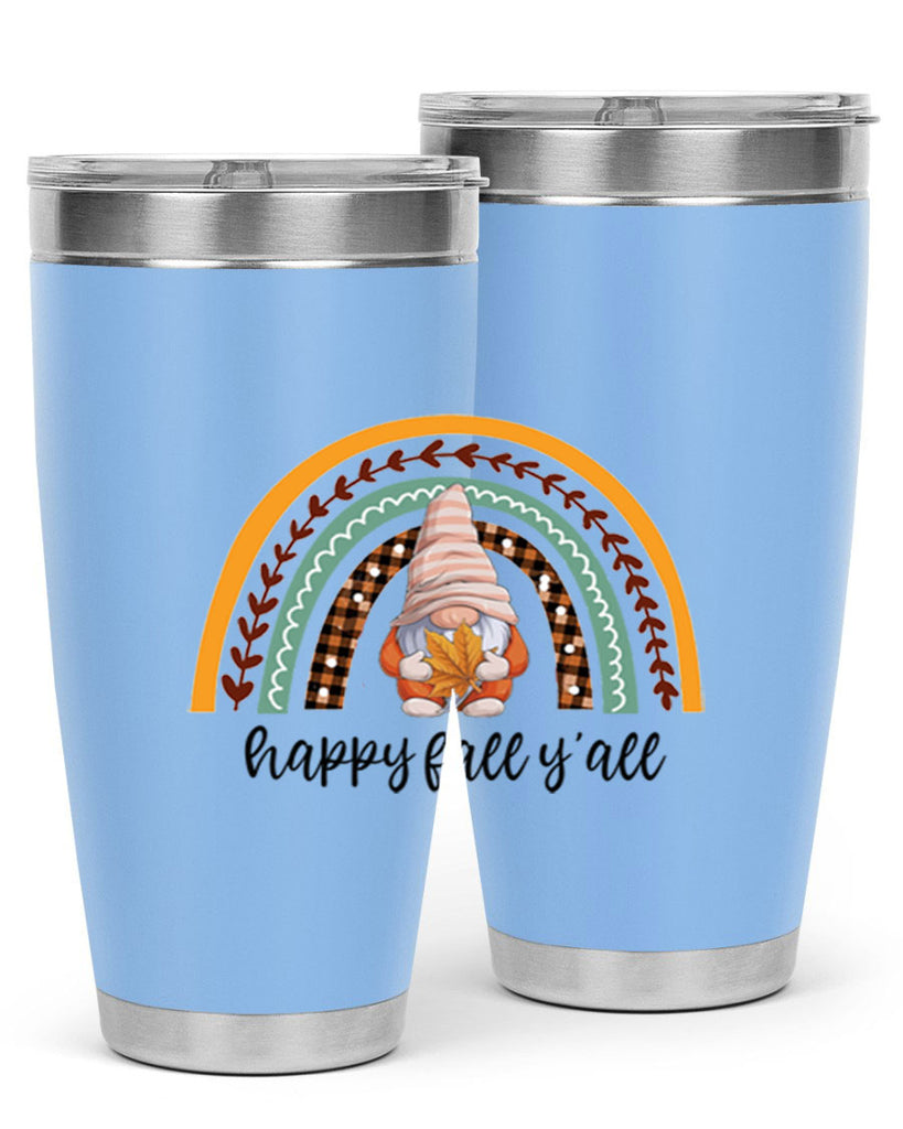 HappyFallYallGnomeRainbow 255#- fall- Tumbler