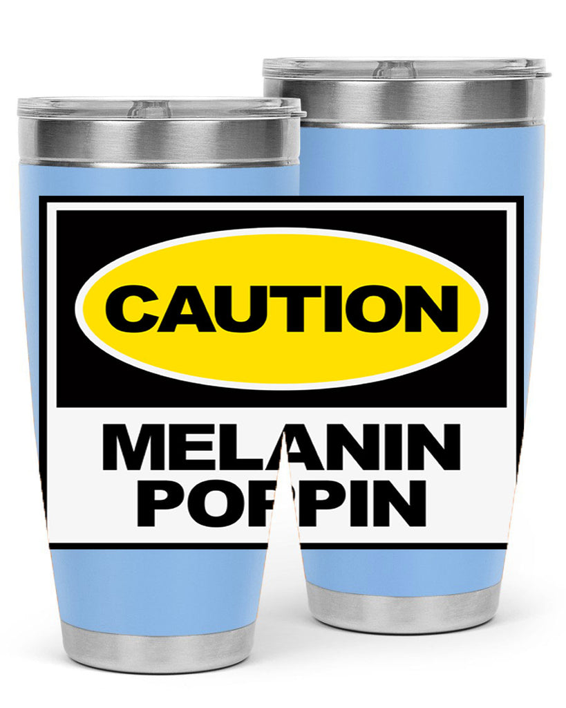 caution melanin poppin 188#- black words phrases- Cotton Tank