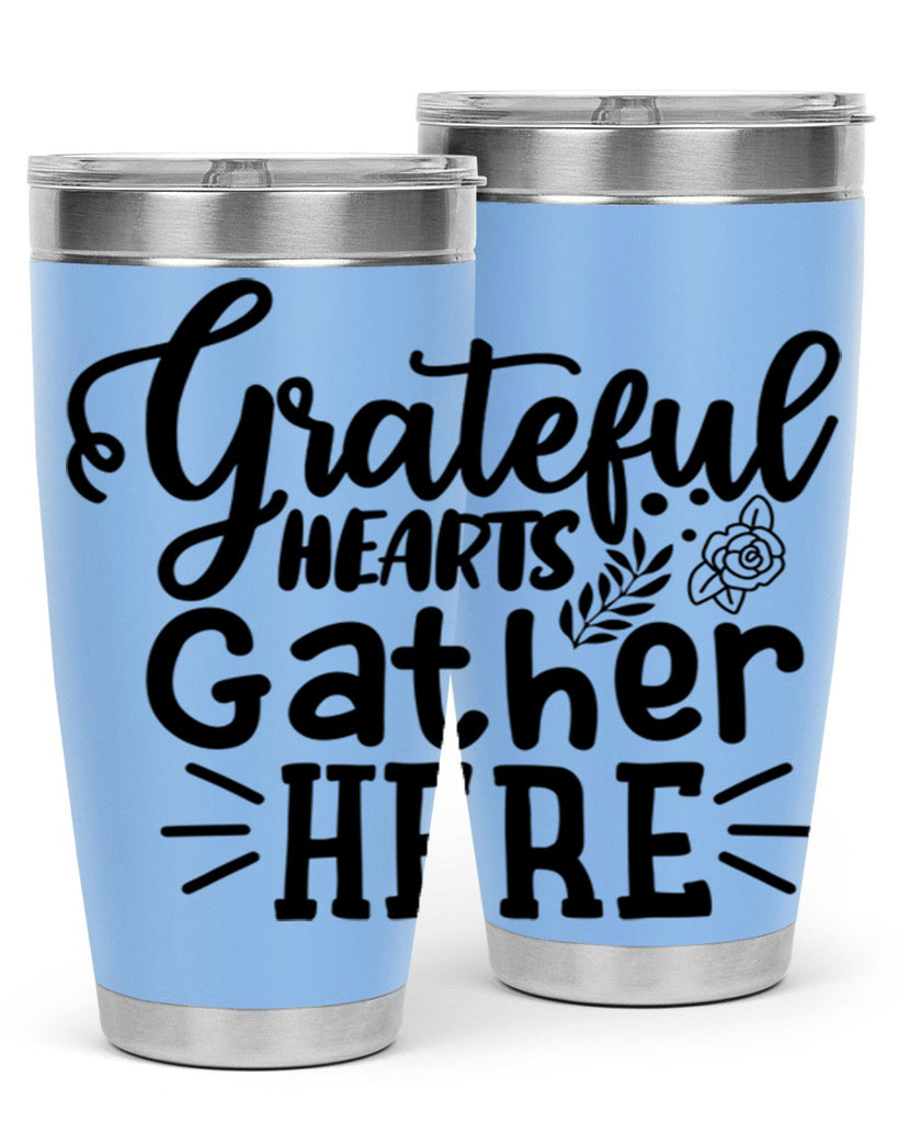 grateful hearts gather here 58#- thanksgiving- Tumbler