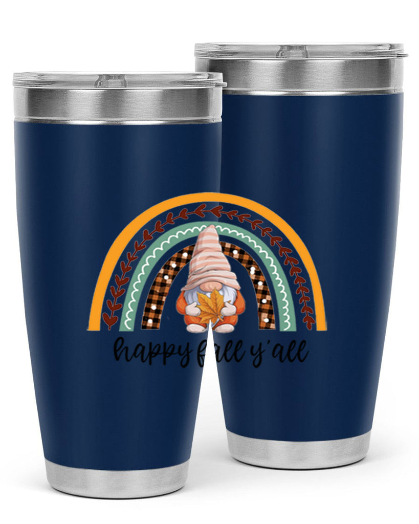 HappyFallYallGnomeRainbow 255#- fall- Tumbler