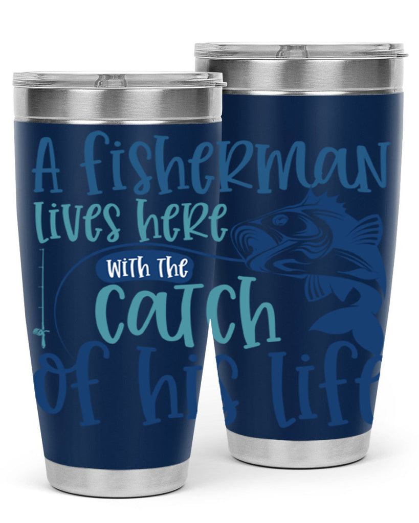 a fisherman lives here with the catch 228#- fishing- Tumbler