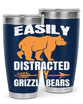 easily distracted by grizzly bears 1#- Bears- Tumbler