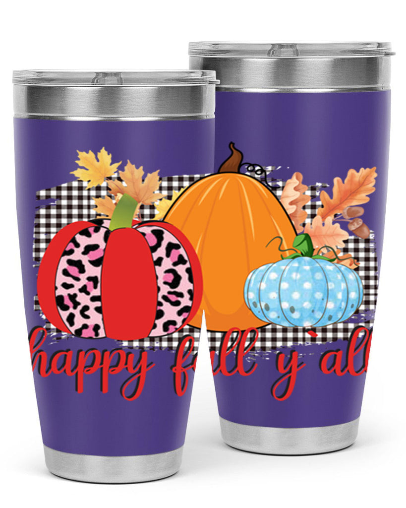 Happy Fall Yall Leopard 229#- fall- Tumbler