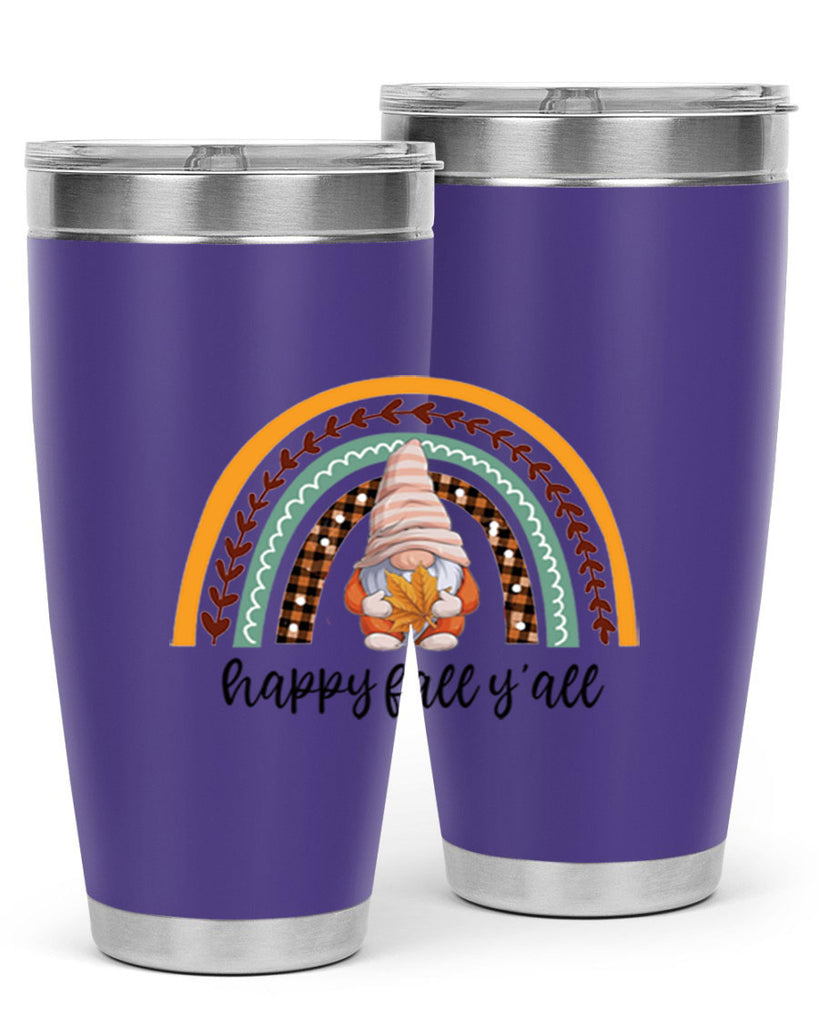 HappyFallYallGnomeRainbow 255#- fall- Tumbler
