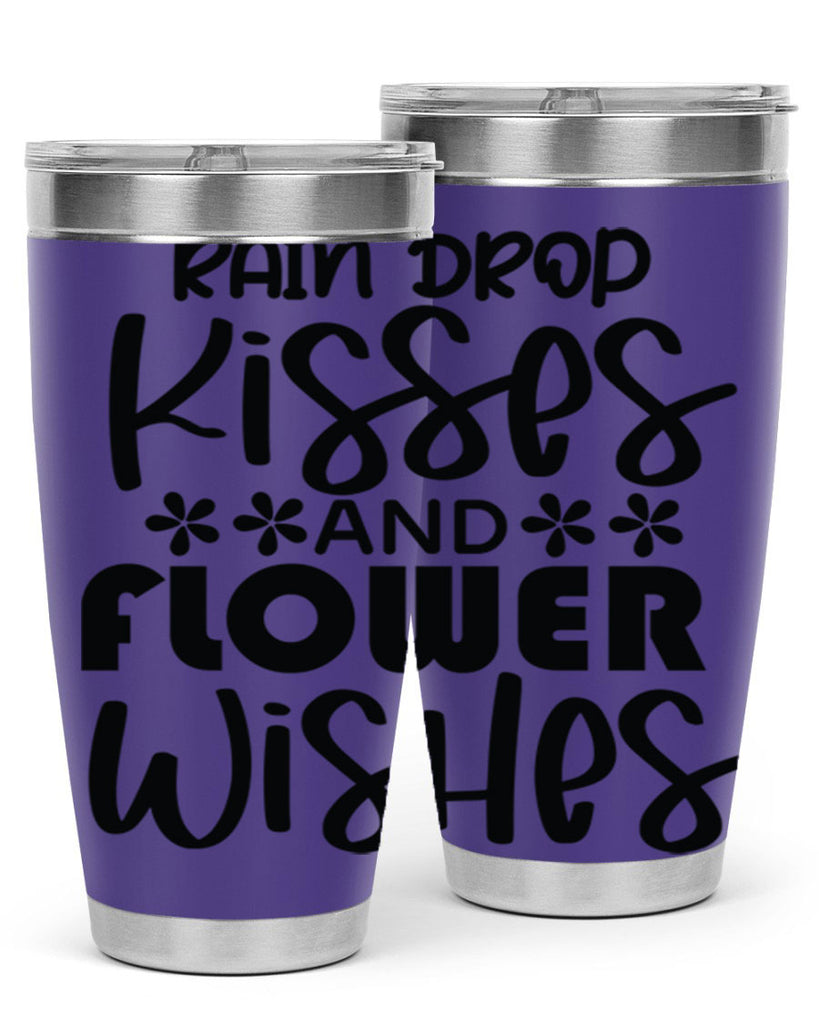 Rain drop kisses and flower 398#- spring- Tumbler