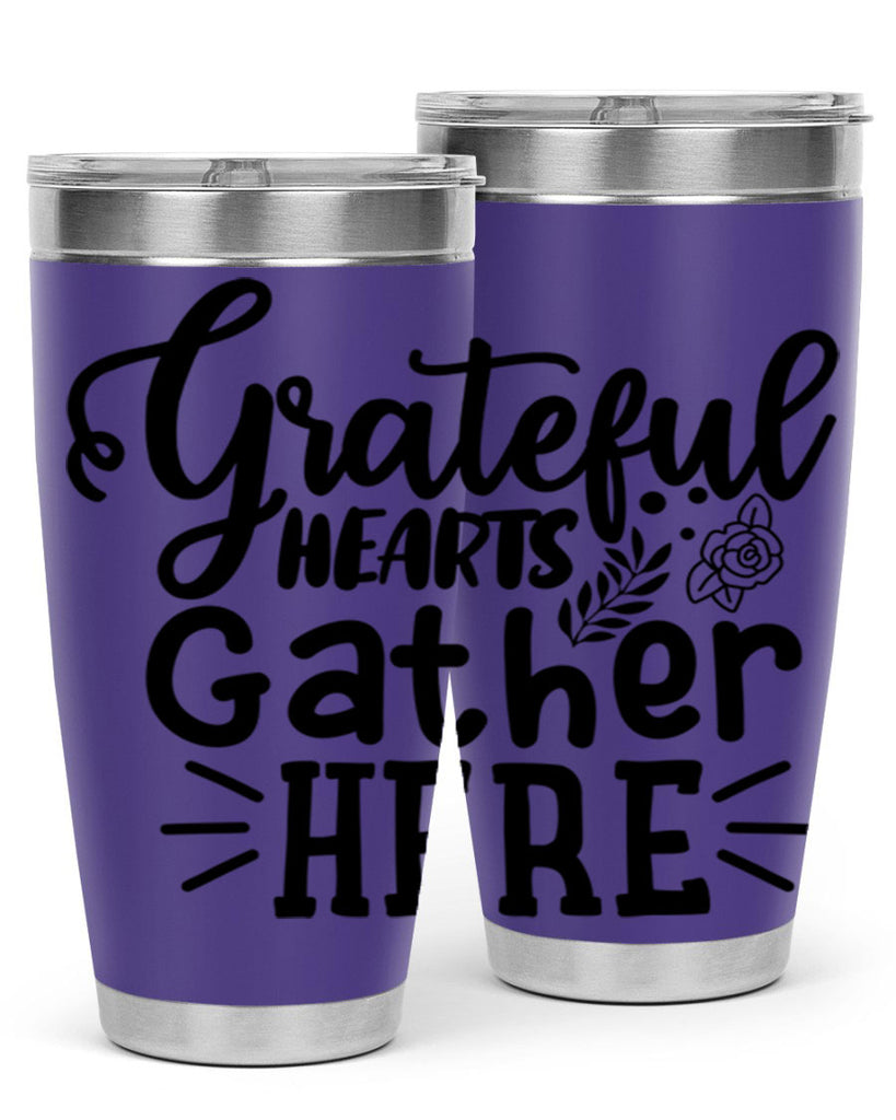 grateful hearts gather here 58#- thanksgiving- Tumbler