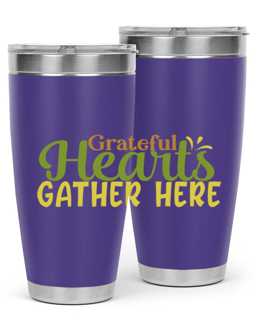 grateful hearts gather here 59#- thanksgiving- Tumbler
