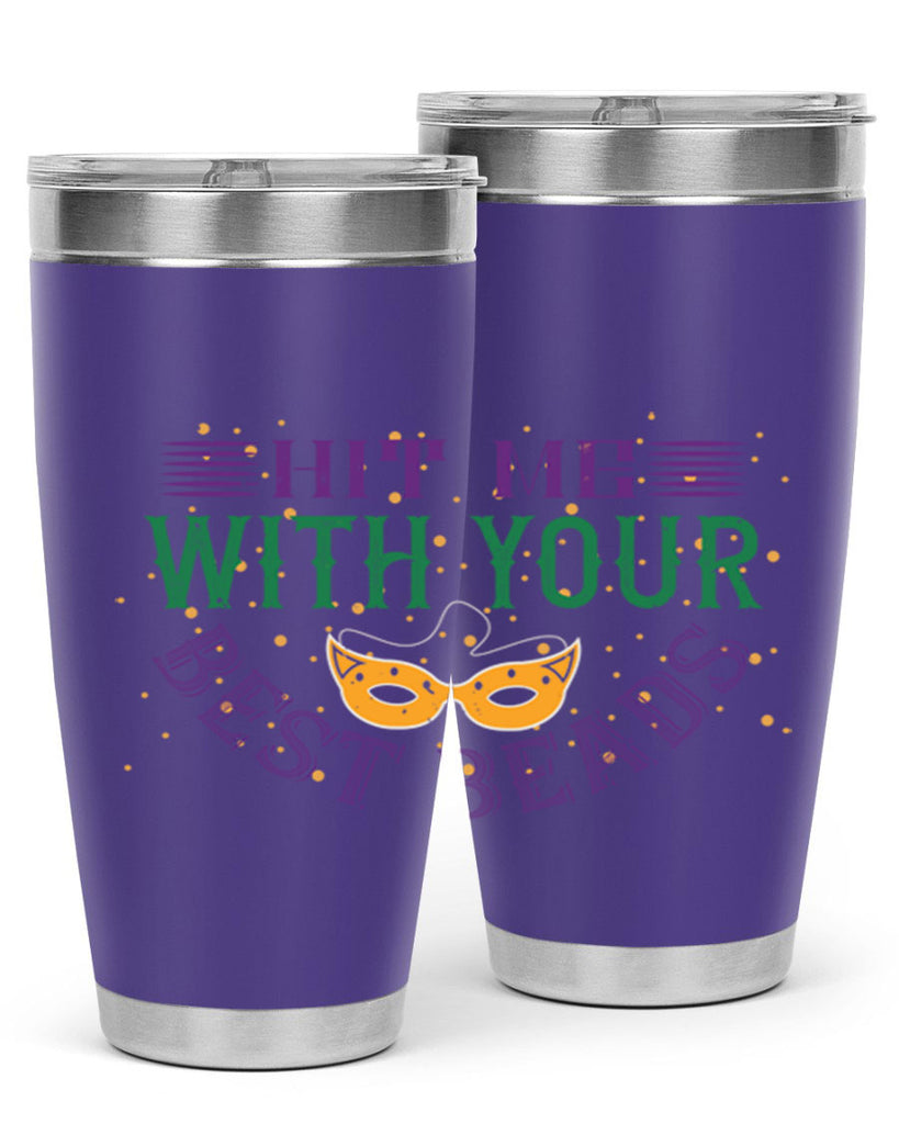 hit me with your best beads 69#- mardi gras- Tumbler