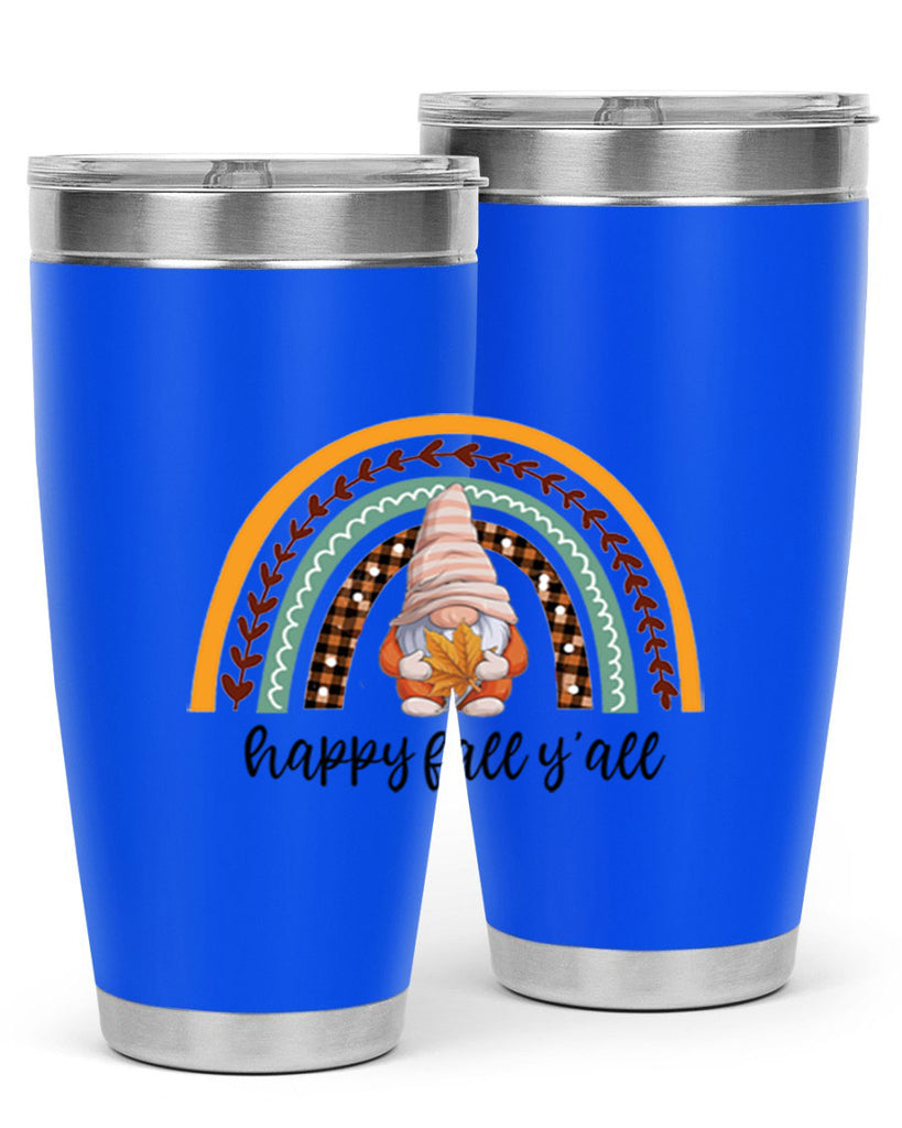 HappyFallYallGnomeRainbow 255#- fall- Tumbler